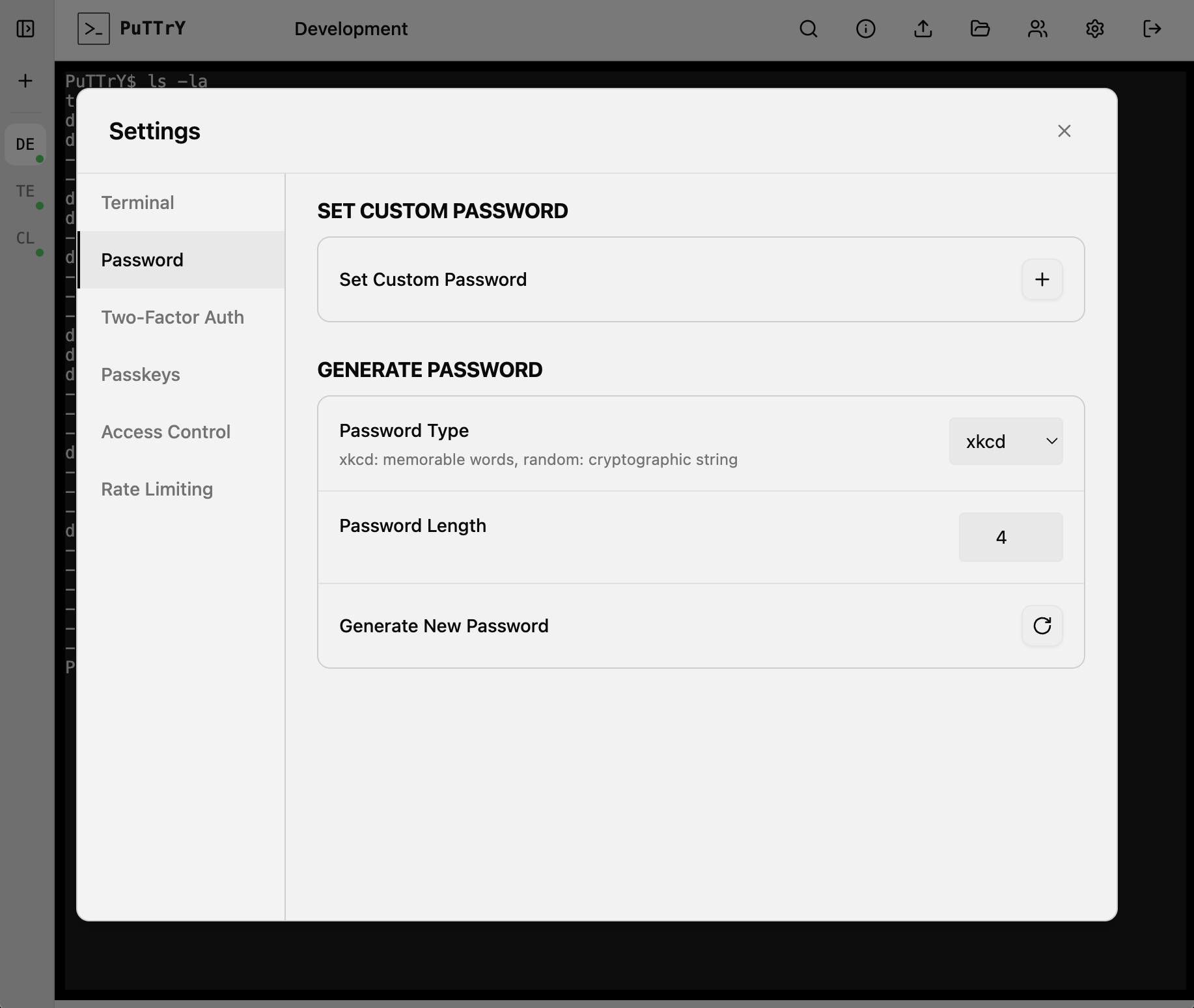 PuTTrY Settings - 2FA Configuration