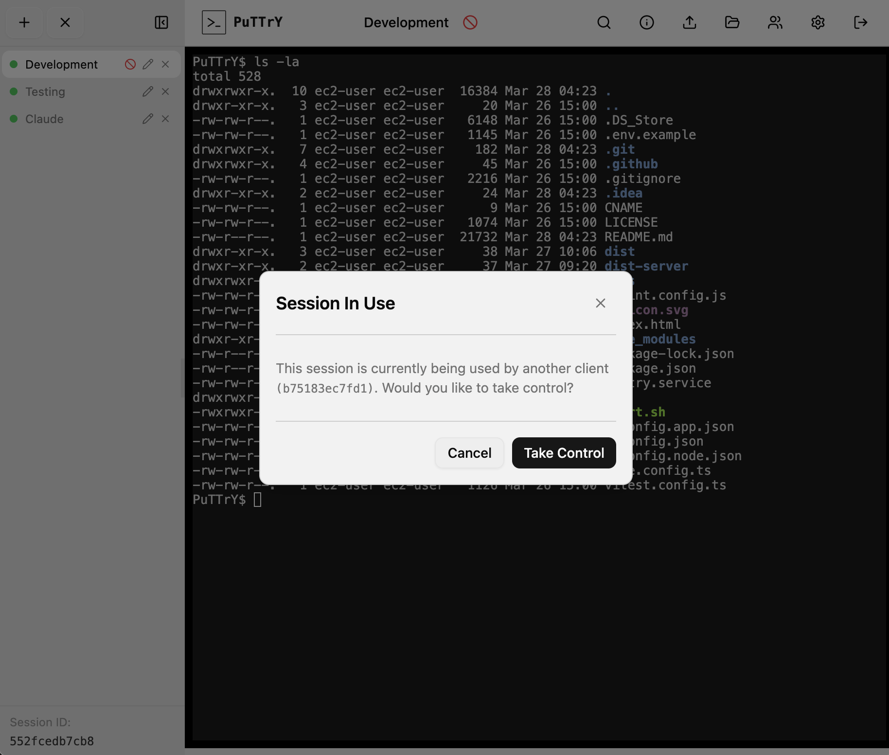 PuTTrY - Take Control Button